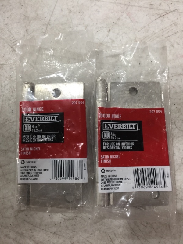 Photo 2 of  EVERBILT DOOR HINGE 207 804. SATIN NICKEL. 4 INCH. LOT OF 2.