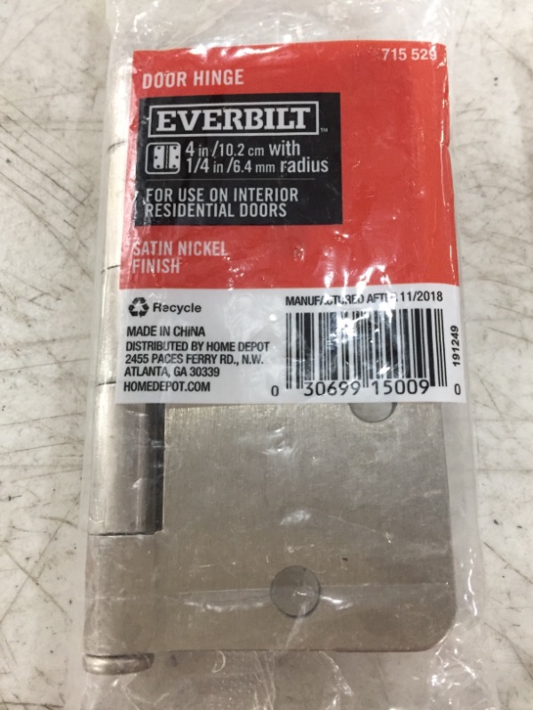 Photo 2 of  EVERBILT DOOR HINGE 715 529. SATIN NICKEL. 4 INCH. LOT OF 2.