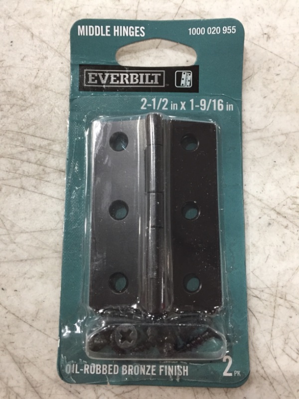 Photo 2 of  EVERBILT MIDDLE HINGES 1000 020 955. OIL-RUBBED BRONZE. 2.5 INCH. LOT OF 6.
