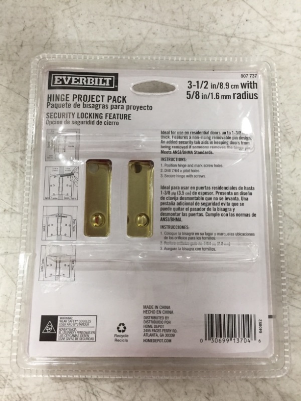 Photo 2 of EVERBILT PROJECT PACK 807 737. BRIGHT BRASS. 3.5 INCH. 3 PACK. 