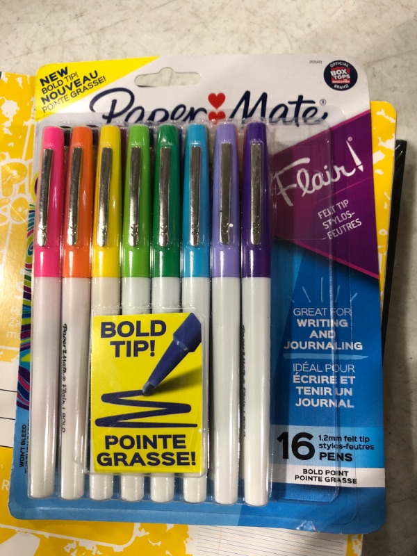 Photo 2 of Paper Mate Flair Felt Tip Pens, Bold Tip (1.2 mm), Assorted Colors, 16 Count
