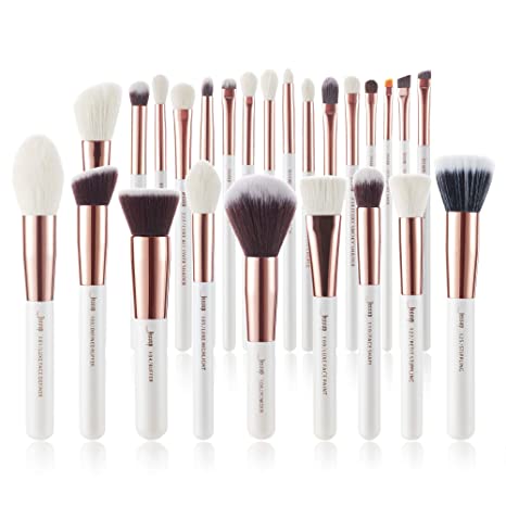 Photo 1 of Jessup Brand 25pcs Professional Makeup Brush set Beauty Cosmetic Foundation Power Blushes eyelashes Lipstick Natural-Synthetic Hair Brushes set (Pearl White/Rose Gold)
