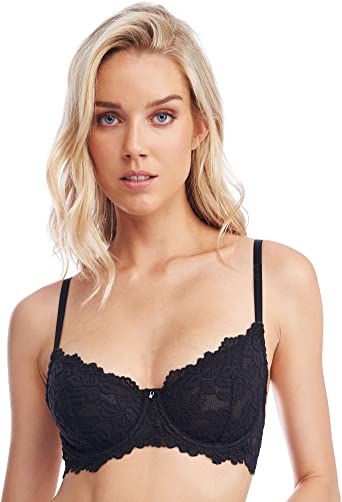 Photo 1 of Emma Women's Demi Lace Bra Unpadded Underwire Bra, Adjustable Straps, Hook and Eye Closure | 34C