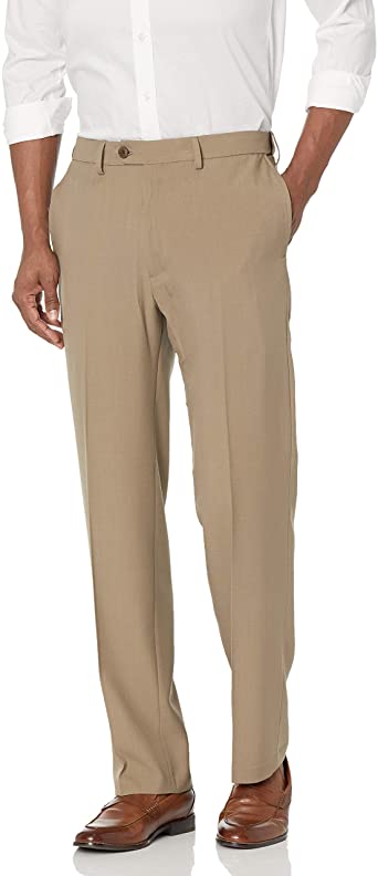 Photo 1 of Haggar Men's eCLo Stria Expandable-Waist Pleat-Front Dress Pant, 42W x 30L
