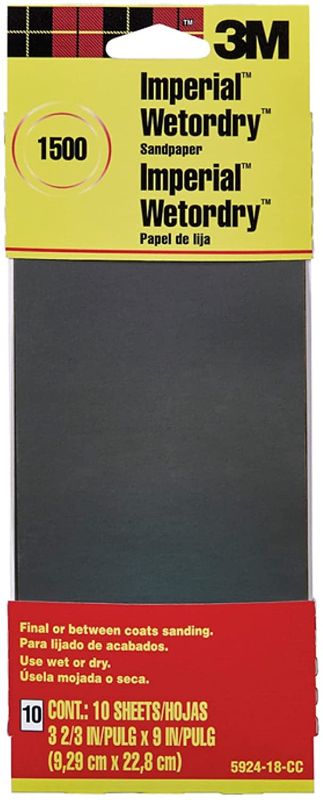 Photo 1 of 3m 5924-18-Cc 3-2/3" X 9" Imperial Wetordry 1500 Grit Sandpaper 10 Count
