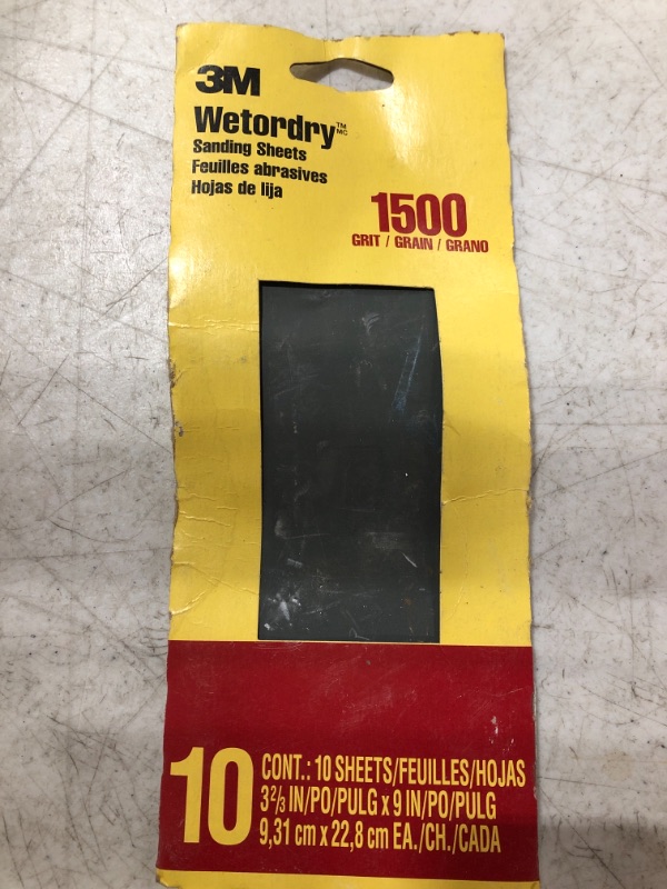 Photo 2 of 3m 5924-18-Cc 3-2/3" X 9" Imperial Wetordry 1500 Grit Sandpaper 10 Count
