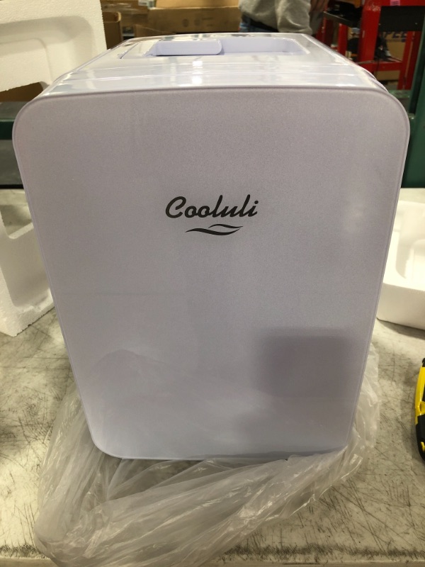 Photo 3 of Cooluli 10L Mini Fridge for Bedroom - Car, Office Desk & College Dorm Room - 12v Portable Cooler & Warmer for Food, Drinks, Skincare, Beauty & Makeup - AC/DC Small Refrigerator with Glass Front, White
