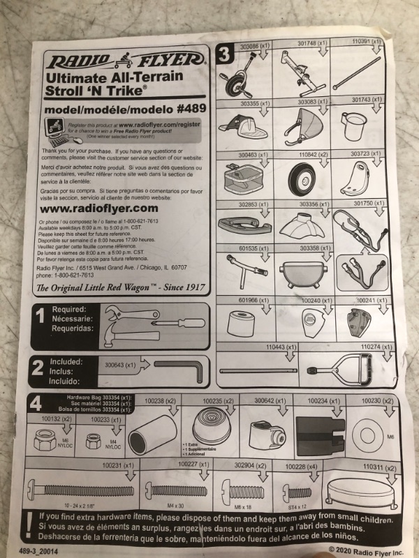 Photo 5 of Radio Flyer Ultimate All-Terrain Stroll 'N Trike, Red. OPEN BOX, PRIOR USE & ASSEMBLY POSSIBLE.
