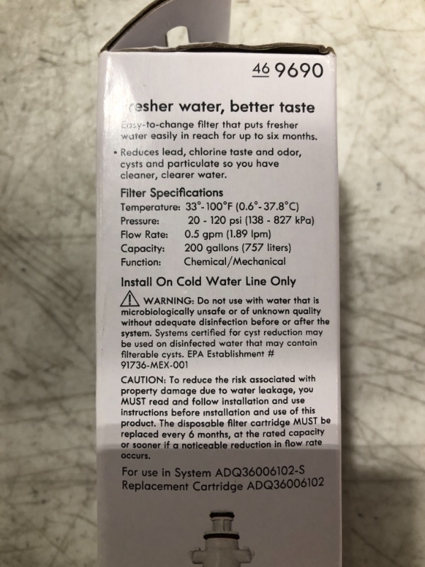 Photo 3 of  9690 Refrigerator Water Filter,Compatible for kenmore 9690,46-9690,469690 Refrigerator Water Filter white (1 PACK)
