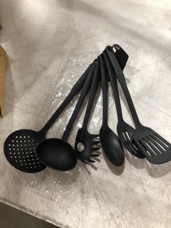 Photo 2 of 6 PIECE KITCHEN UTENSIL SET. BLACK PLASTIC. 