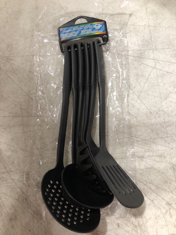 Photo 1 of 6 PIECE KITCHEN UTENSIL SET. BLACK PLASTIC. 