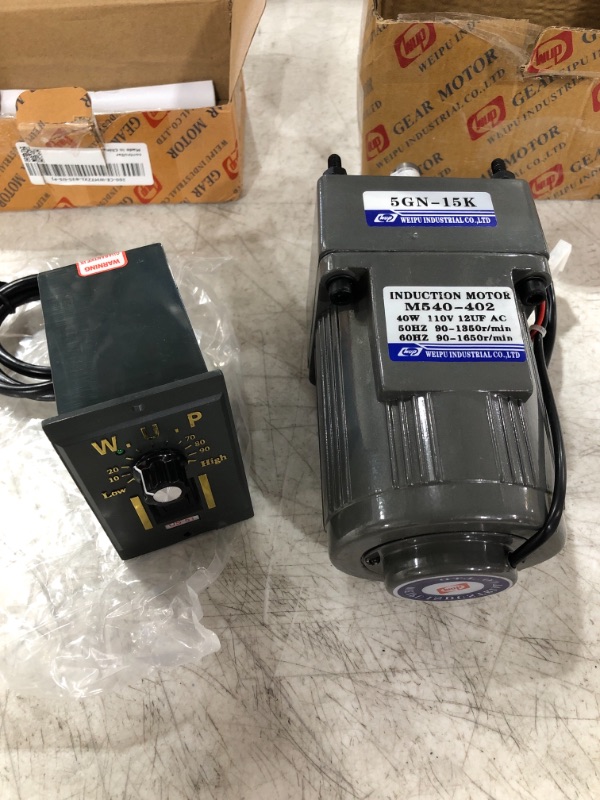 Photo 1 of Eapmic 110V 40W Ac Gear Motor Electric Single-phase Motor Gear Motor Electric Variable Speed Adjustable Controller Governor Geared Motor and Adjustable Speed Controller Combo
