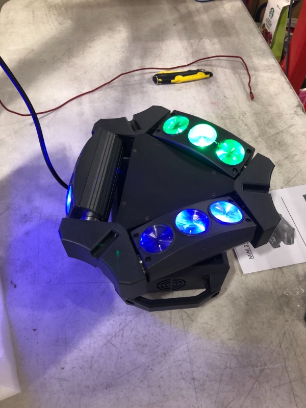 Photo 4 of Spider Moving Head Lights, U`King DJ Lights 9 LEDs Heads X 10W RGB Stage Lighs 12/19 Channels DMX-512 and Sound Activated Great for Wedding Disco Dj Party Light. OPEN BOX.
