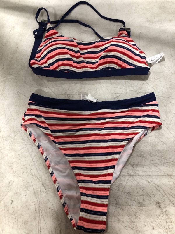 Photo 1 of BLUE/WHITE/PINK 2 PIECE WOMEN'S SWIMSUIT.
SIZE MEDIUM.