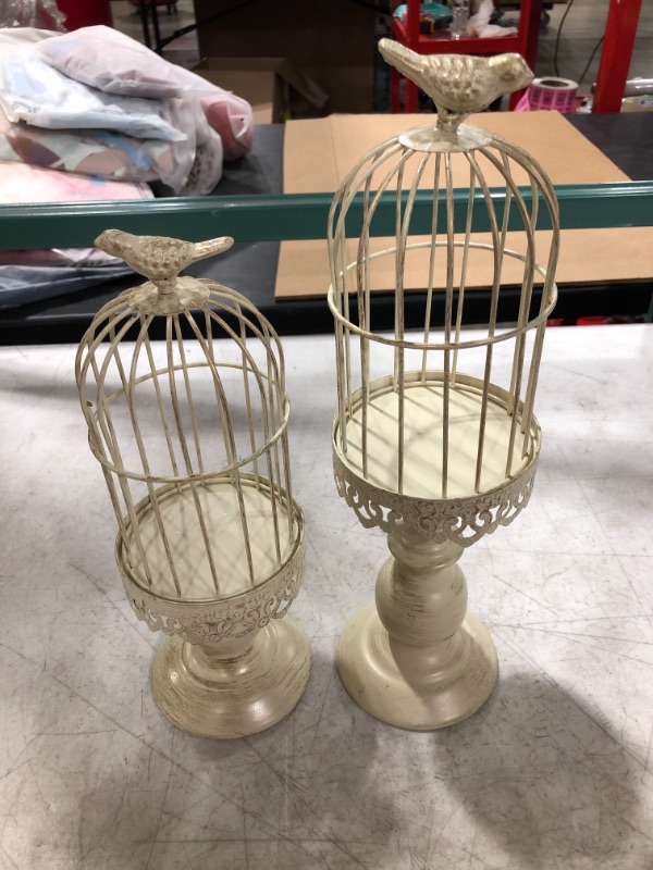 Photo 1 of BIRD CAGE CANDLE HOLDERS, SET OF 2.