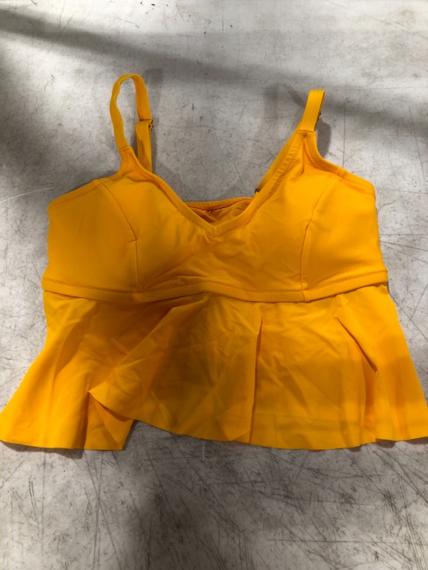 Photo 2 of Karlee Yellow V-Neck Ruffle Plus Size Bikini Top
1X.