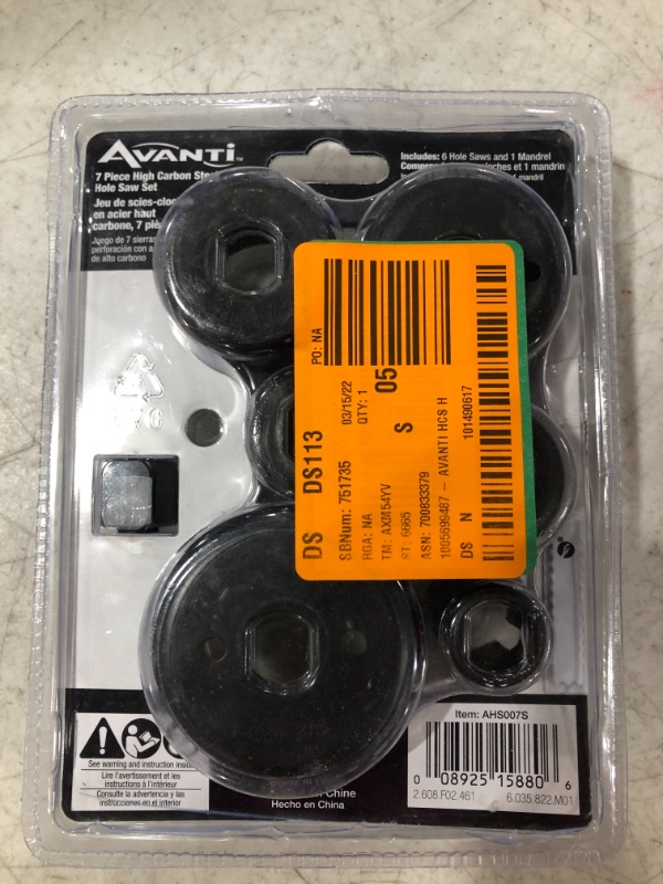 Photo 2 of AVANTI 7 PIECE HIGH CARBON STEEL HOLE SAW SET