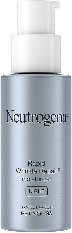 Photo 1 of Neutrogena Rapid Wrinkle Repair Retinol Anti-Wrinkle Night Moisturizer Cream, Anti-Wrinkle Face & Neck Cream Moisturizer with Hyaluronic Acid & Retinol, Paraben-Free, 1 fl. oz
