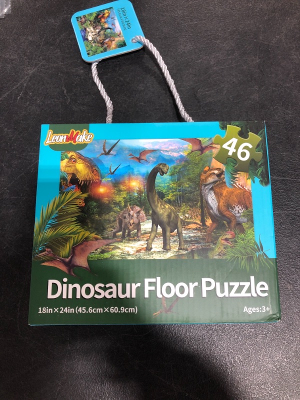 Photo 3 of LeonMake Dinosaur Puzzle for Kids Toys: 46 Piece Big Floor Puzzle for 3-8 Year Old Boys & Girls | Fluorescent Jigsaw Puzzles as Christmas Birthday Gift for Toddler | 18 x 24 inch
