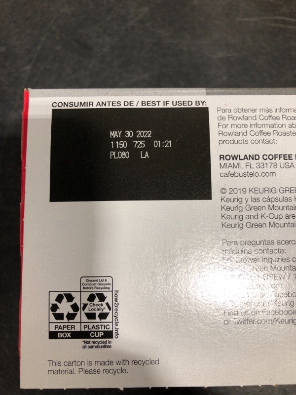 Photo 4 of Café Bustelo Espresso Style Dark Roast Coffee, 12 Keurig K-Cup Pods
05/30/2022.