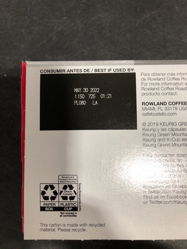 Photo 4 of Café Bustelo Espresso Style Dark Roast Coffee, 12 Keurig K-Cup Pods
05/30/2022.