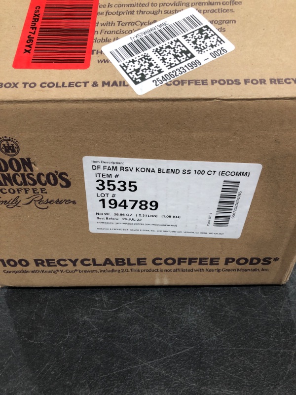 Photo 3 of Don Francisco's Kona Blend Medium Roast Coffee Pods - 100 Count - Recyclable Single-Serve Coffee Pods, Compatible with your K-Cup Keurig Coffee Maker (Including 2.0)
07/29/2022.