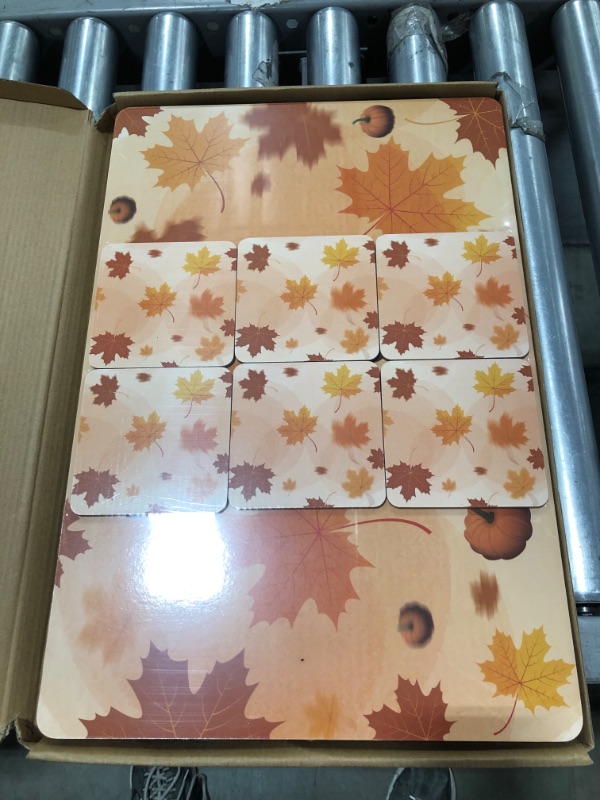 Photo 1 of 
Firbon 12Pcs Placemats with Coaster Set, Thick MDF Cork-Backed Maple Place Mats, Heat Stain Resistant Anti-Skid 18 x 12 Inch Thanksgiving Kitchen Dining Table Mats, Set of 6
