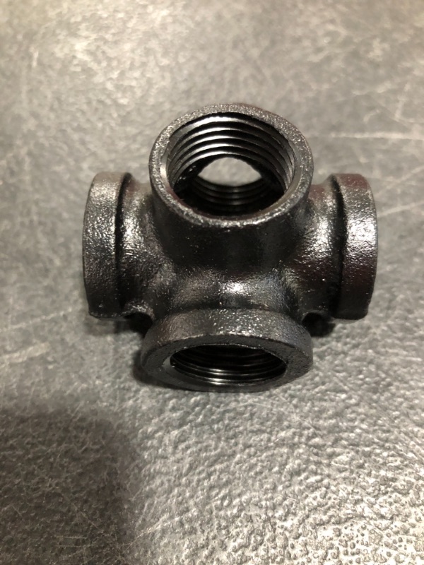 Photo 3 of 1/2 Inch 5 Way Industrial Cast Iron Pipe Fitting 4 Pack by Pipe Decor, Pipe Components For Building Tables, Chairs, Shelving, and Custom Furniture, Fits Standard Half Inch Pipes and Nipples, Four Pack
BLACK.