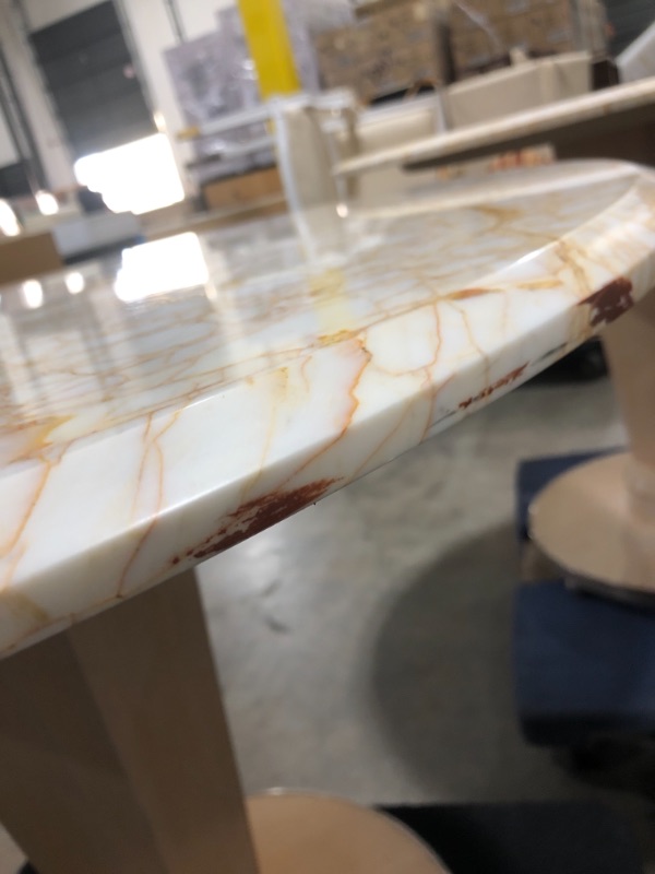 Photo 4 of LIGHT MARBLE CENTER TABLE 29H X 36W 21DIA BASE INCHES