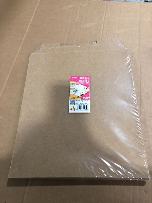 Photo 2 of APQ Pack of 10 Tab Lock Mailers 12 3/4” x 15” Kraft Chipboard envelopes, Locking tab Closure. Rigid Paperboard mailers. No Bend documents, Photos, Diplomas. Ideal for CD, DVD, booklets, Jewelry.
