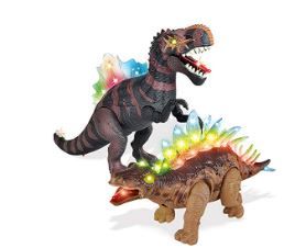 Photo 1 of 2 Pack Electronic Walking Dinosaur Toy with LED Light Up Eyes, Roaring Sound, Realistic Spinosaurus and Stegosaurus, Dinosaur Party Favors, Dinosaur Toy for Kids Boys Girls Ages 3 4 5 6 7 Year Old
