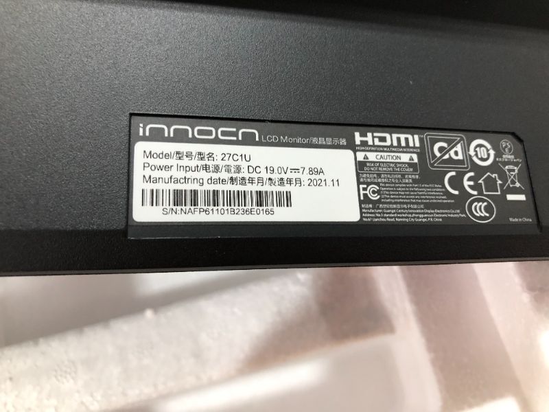 Photo 4 of INNOCN 27" Computer Monitor 4K UHD 3840 x 2160 16:9 LCD IPS Display, 100% sRGB DP USB C HDMI PC Monitor HDR400 FreeSync, 1.07B+ Colors, Gravity Sensor, Calibrated Colors 