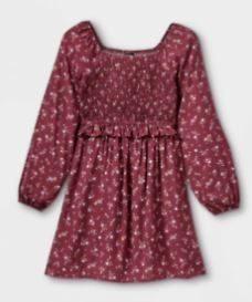 Photo 1 of PACK OF 9 Art Class Girls Smocked Challis Long Sleeve Dress Maroon Size Large (10/12) 
