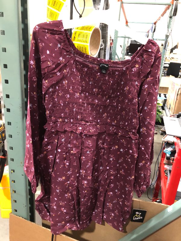 Photo 2 of PACK OF 9 Art Class Girls Smocked Challis Long Sleeve Dress Maroon Size Large (10/12) 
