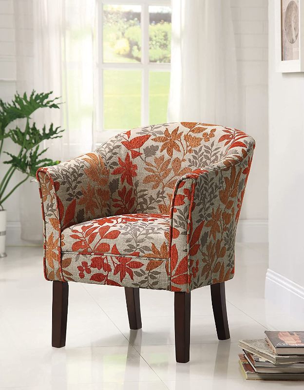 Photo 1 of Coaster Home Furnishings Upholstered Accent Chair Multi-Color and Cappuccino, Floral
