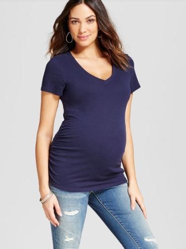 Photo 1 of 2 PACK OF Short Sleeve V-Neck Side Shirred Maternity T-Shirt - Isabel Maternity by Ingrid & Isabel™ M

