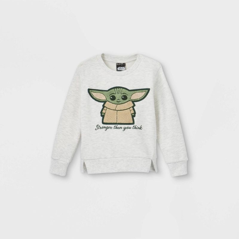 Photo 1 of 2 OF THE Toddler Boys' Baby Yoda Fleece Chenille Patch Pullover - 5t
