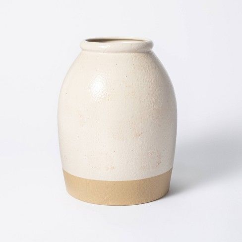 Photo 1 of 2-pack of 11" x 8" Crock Stoneware Vase Beige - Threshold™ designed with Studio McGee

