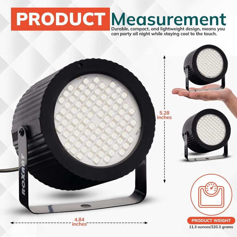 Photo 1 of Roxant Mini Strobe Light - 88 Super Bright LED Light Bulbs - Manual Flash Speed Adjustment & Auto Sound Activated Mode