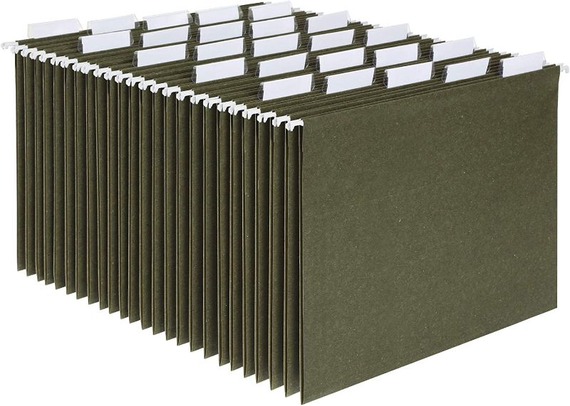 Photo 1 of Pendaflex Hanging File Folders, Letter Size, Standard Green, 1/5-Cut Adjustable Tabs, 25 Per Box (81602), Standard Green - 1/5 Tabs
