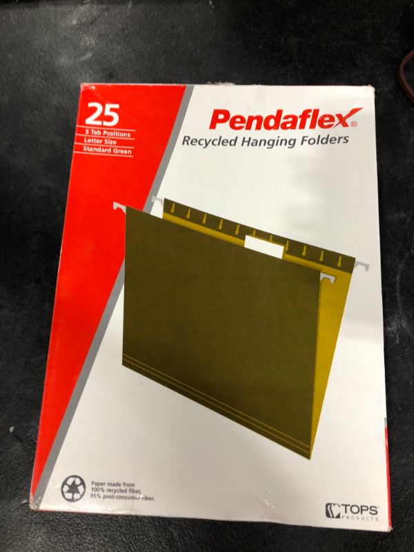 Photo 2 of Pendaflex Hanging File Folders, Letter Size, Standard Green, 1/5-Cut Adjustable Tabs, 25 Per Box (81602), Standard Green - 1/5 Tabs
