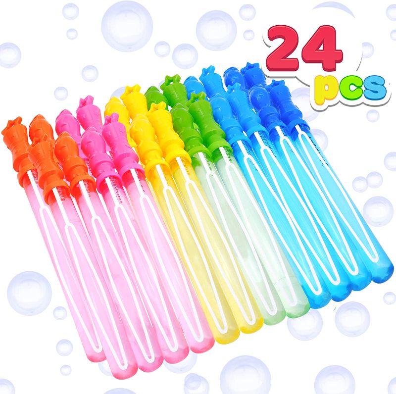 Photo 1 of JOYIN 24 Pack 14’’ Bubble Wands Assortment, 6 Colors Biggest Bubble Wands Party Favors Kids Summer Toys Outdoor Play Toys Games Christmas Birthday Party
