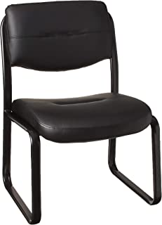 Photo 1 of Boss Office Products Leather Sled Base Side Chair in Black
