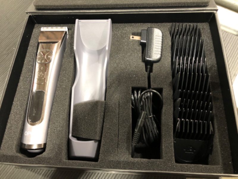 Photo 2 of Hair Clippers for Men Professional Hair Cutting Machine with 250 Minutes Runtime & LCD Display, Cordless & Quiet Hair Trimmers for Barbers and Stylists with 8 Guides & 5 Speeds, OPOVE Clippers
