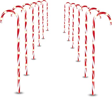 Photo 1 of 28" Candy Cane Pathway Markers, Lighted Christmas Decorations, Christmas Pathway Lights with 108 Warm White Lights for Indoor and Outdoor Christmas Decorations
