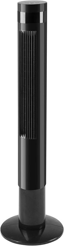 Photo 1 of Antarctic Star Tower Fan Portable Electric Oscillating Fan Quiet Cooling Remote Control Standing Bladeless Floor Fans 3 Speeds Wind Modes Timer Bedroom Office (43 inch, Black)
