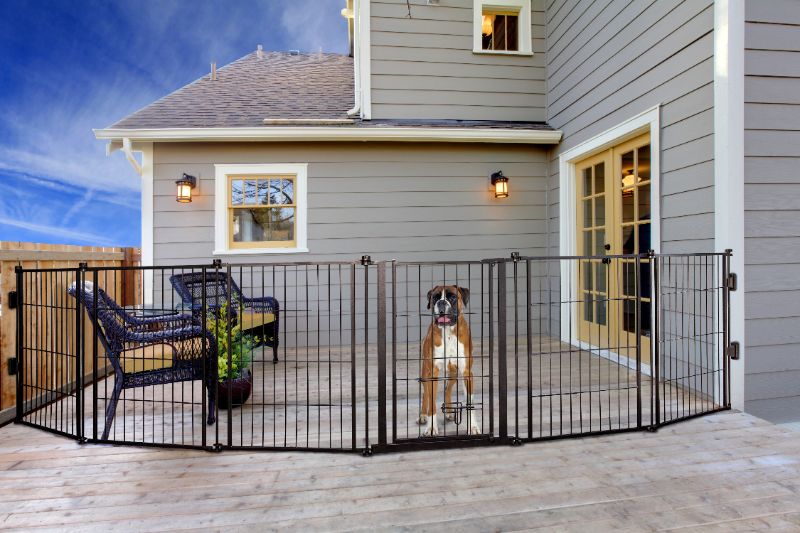 Photo 1 of Carlson Pet Products Weatherproof Outdoor Super Wide Dog Gate, Black
