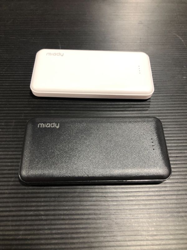 Photo 2 of 2-Pack Miady 10000mAh Dual USB Portable Charger, Fast Charging Power Bank with USB C Input, Backup Charger for iPhone X, Galaxy S9, Pixel 3 and etc …
