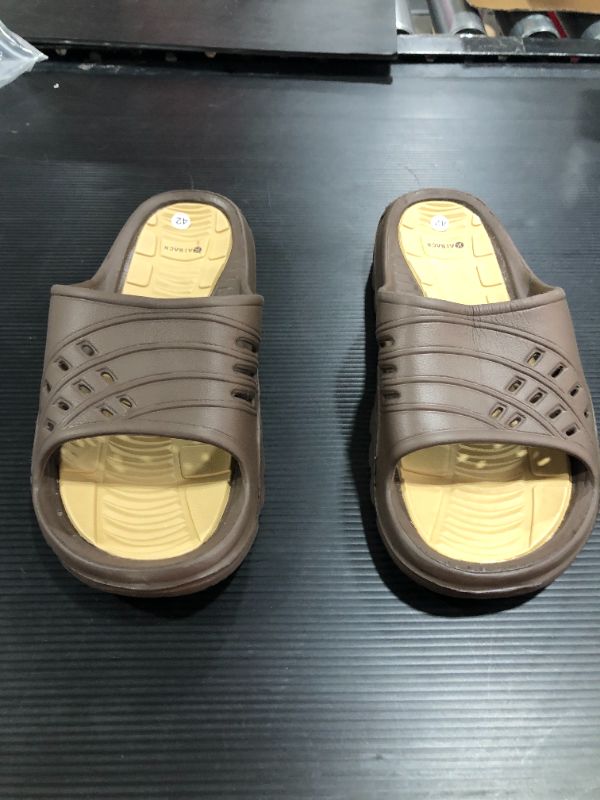 Photo 2 of Kaiback Shower Shoes Men - Brown Waterproof Slide Sandals Rubber Non-Slip Bathroom College Dorm Indoor House Beach Shower Slippers
