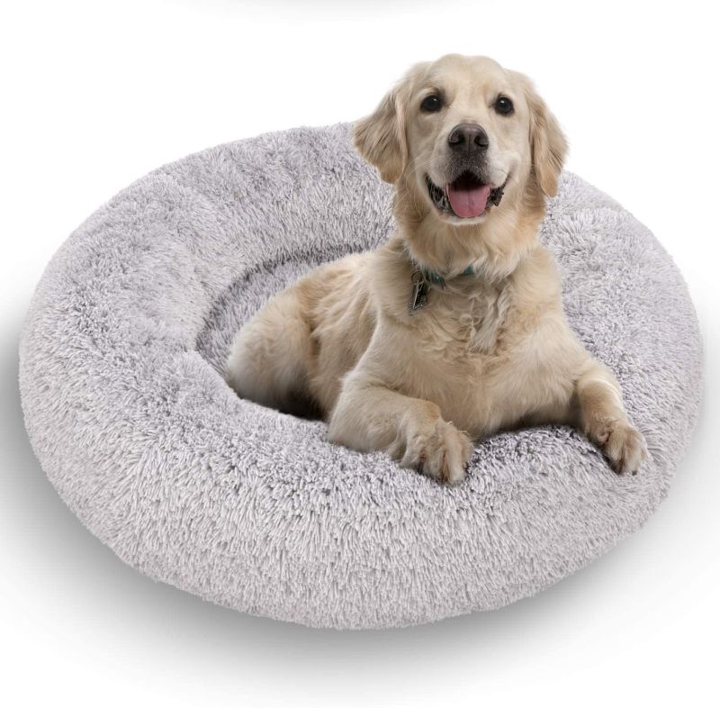Photo 1 of Active Pets Plush Calming Dog Bed, Donut Dog Bed for Small Dogs, Medium & Large, Anti Anxiety Dog Bed, Soft Fuzzy Calming Bed for Dogs & Cats, Comfy Cat Bed, Marshmallow Cuddler Nest Calming Pet Bed